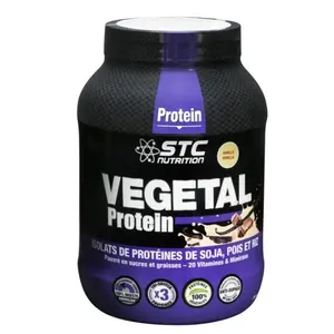 STC NUTRITION VEGETAL PROTEIN Goût Vanille - Protéines en Poudre - Vegan - Tri-sources : isolats de protéines de pois, soja & riz pas cher