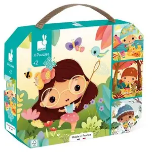 4 Puzzles Evolutifs Janod 4 Saisons de 6 à 16 pièces pas cher