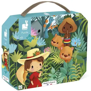 Puzzle en carton Janod Inspiré de Rousseau avec poster 100 pièces pas cher