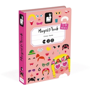Jeu éducatif magnétique JANOD Magnéti'book Crazy Faces fille - 55 magnets - Dès 3 Ans pas cher