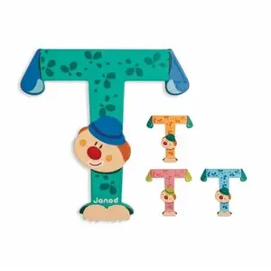 JANOD Lettre décorative Clown T en bois pas cher
