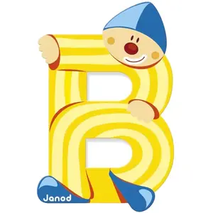 JANOD Lettre décorative Clown B en bois pas cher