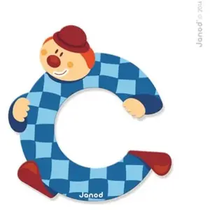 JANOD Lettre décorative Clown C en bois pas cher