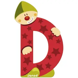 JANOD Lettre décorative Clown D en bois pas cher