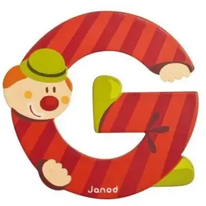 JANOD Lettre décorative Clown G en bois pas cher
