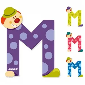 JANOD Lettre décorative Clown M en bois pas cher
