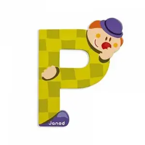 JANOD Lettre décorative Clown P en bois pas cher