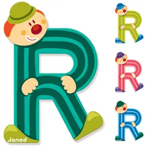 JANOD Lettre décorative Clown R en bois pas cher