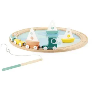 Circuit en bois Janod avec Camion et Voiliers et Canne à Pêche pas cher