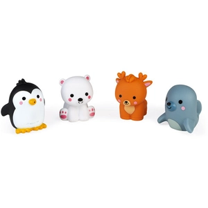 Janod - Jeu de bain 4 gicleurs Les Animaux Polaires - Enfant 9 mois et plus - Blanc et rouge pas cher