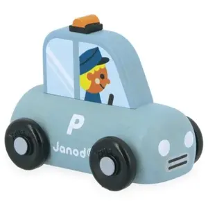 Janod Cross Roads - Houten Politiewagen - Kleine, Makkelijk Te Hanteren Politieauto - Stimuleert De Fijne Motoriek En Fantasie - Geschikt Vanaf 1 Jaar pas cher