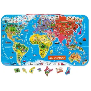 Janod J05503 - JEUX/JOUETS - PUZZLE - Puzzle Monde Magnétique - Version Espagnole pas cher