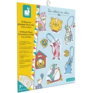 Janod Coffret 10 Décos en Plastique Fou Chats & Chiens à Créer - DIY -... pas cher
