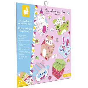 Janod Boites en Papier Kawaii - 12 Boites & 1 Planche de Stickers - DIY - Kit Loisir Créatif Enfant - Dès 7 Ans pas cher