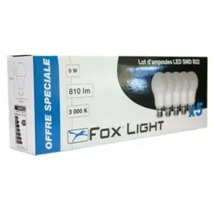 Lot de 5 ampoules led smd B22 9W 3000K 810 lumens pas cher