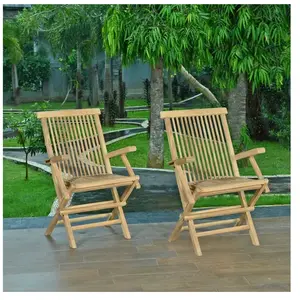 TECK'ATTITUDE Fauteuils de jardin pliants en teck massif Java (lot de 2) pas cher
