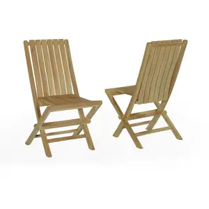 TECK'ATTITUDE Chaises de jardin pliantes en teck massif Karimun (lot de 2) pas cher