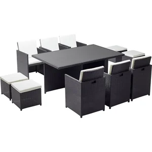 Concept-U - Tafel en stoelen 10 backy ballows zwart/witte hars MONACO pas cher