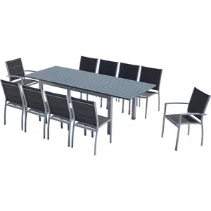 Concept-U - Uitbreidbare tuintafel en 10 aluminium stoelen/grijs textilene AREZZO pas cher