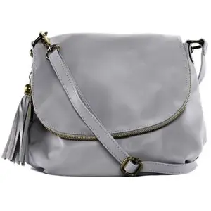 Sac à Main en Cuir Souple - OH MY BAG - Modèle 72 heures (petit) - Gris Clair - Bandoulière - RabatVendu parcdiscount