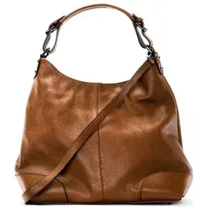 Sac à main en cuir OH MY BAG Nikee - Cognac foncé - Porté épaule - 38x26x11,5 cm pas cher