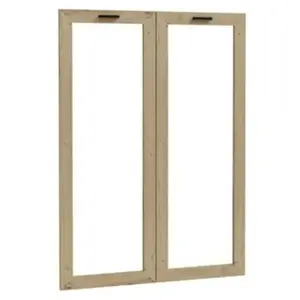MEUBLETMOI Lot 2 portes vitrées pour bibliothèque décor chêne rustique - MANOLO M... pas cher