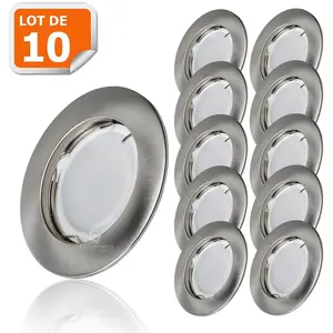 LAMPESECOENERGIE Spot LED encastrable - Lot de 10 - Alu brossé - Blanc Neutre 5W eq.50W pas cher