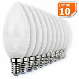 LAMPESECOENERGIE Lot de 10 Ampoules LED bougie E14 6W 480 lumens Blanc ChaudVendu parcdiscount