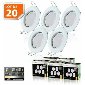 Spot LED Dimmable 7W eq.56W Blanc Chaud Finition Blanc - LAMPESECOENERGIE - Encastrable - LED pas cher