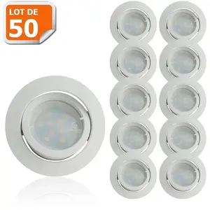 Spot Led Encastrable Blanc Orientable - LAMPESECOENERGIE - Lot de 50 -... pas cher