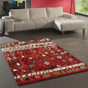 UNAMOURDETAPIS Tapis berbère style Berber MOROCCO Rouge 160x230 OEKO TEX®Vendu parcdiscount