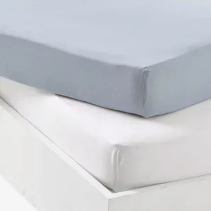 Comparateur de prix : Lot de 2 draps housses en jersey Blanc-Light Blue (70 x 140 cm)