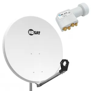 Pack HDSAT Parabole satellite acier 80cm + LNB Quad Universel 0,1dB pas cher