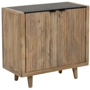 Buffet en bois de manguier et marbre noir Riley pas cher