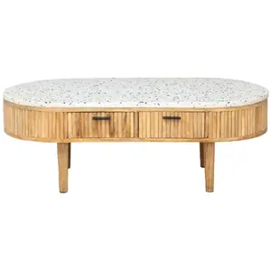 Table basse en terrazzo et bois de manguier Ambrine pas cher