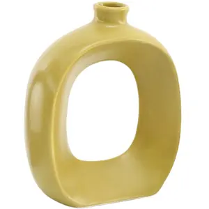 Sil Vase en grès Oval 16 cm Jaune