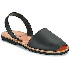 Sandales en cuir femme Minorquines Avarca - noir - 37 pas cher