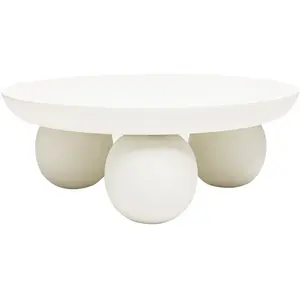 Drawer Bungin - Table basse en bois massif ø90cm - Blanc pas cher