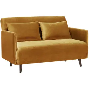 Drawer Belushi - Canapé convertible 2 places en velours pieds bois fon... pas cher