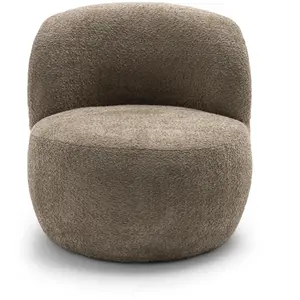 DRAWER Mo - Fauteuil rond en tissu bouclette - Taupe pas cher