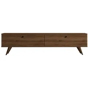 Drawer Yara - Meuble TV 2 portes en bois L160cm - Bois foncé pas cher