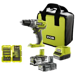Pack RYOBI Perceuse-visseuse R18DD3-2415BS 18V One+ - 2 batteries 4,0 ... pas cher