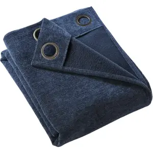 Rideau occultant thermique - Terre de Nuit - 140x180 cm - Bleu - illets - Isolant pas cher
