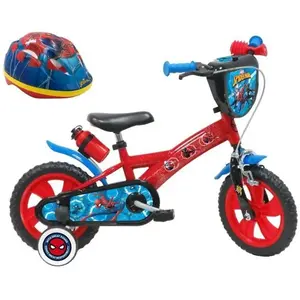 A.T.L.A.S. Vélo enfant 12'' garçon Spiderman pour enfant < 90 cm - équipé de 1 frein, 2 stabilisateurs, plaque avant et Casque Spiderman ! pas cher