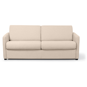 LOUNGITUDE Canapé Convertible Express 3 places AGATHE en Tissu - Matelas 160x190x13 cm - Beige pas cher