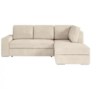 LOUNGITUDE Canapé d'angle droit convertible ARTEMIS 4 places - Velours... pas cher