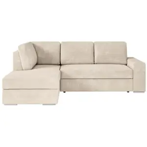 LOUNGITUDE Canapé d'angle gauche convertible ARTEMIS 4 places - Velour... pas cher