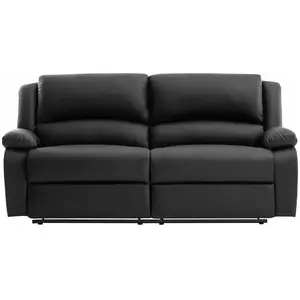 LOUNGITUDE Canapé relax manuel 3 places avec 2 assises XXL DETENTE en simili - Noir pas cher