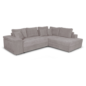 Canapé d'angle convertible TAMIA - LOUNGITUDE - Gris clair - Coffre et...