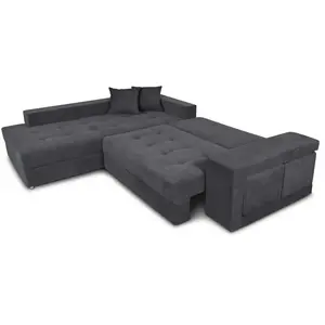 Canapé d'angle convertible TAMIA - LOUNGITUDE - Gris foncé - 4 places ... pas cher